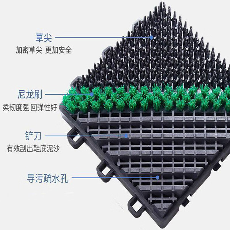 商用大门口除尘地垫家用进门入户门脚垫户外室外防滑门垫门外迎宾 单刷-灰块红刷【除尘防滑】 60cm*90cm +橡胶锤