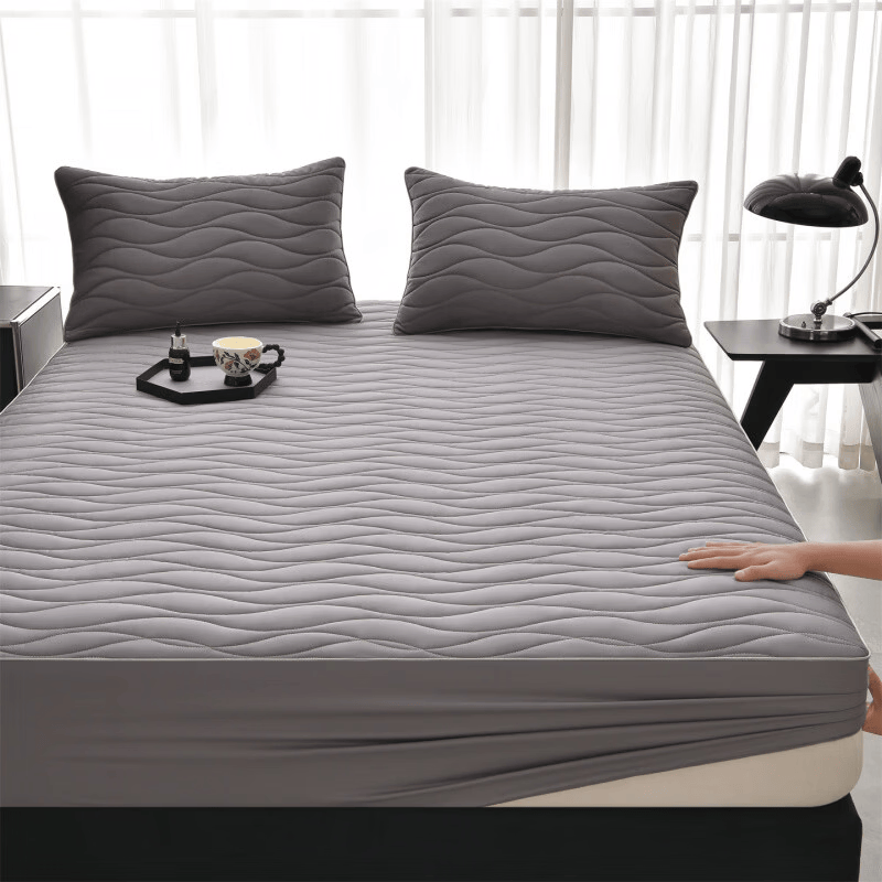 索菲亚夹棉床笠100%纯棉面料A类床垫保护套隔脏防水加厚床套罩 深灰 50支 单床笠180cm*200cm