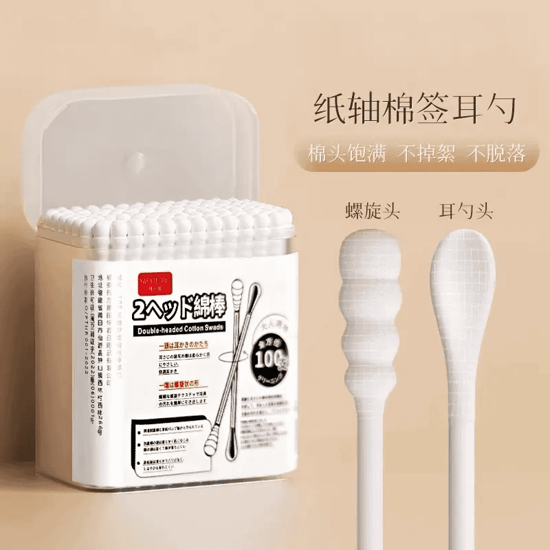 棉签掏耳朵专用棉签棒大人一次性棉棒螺旋家用儿童双头棉花棒 双头掏耳棉签【白色-主图款】 100支*3盒