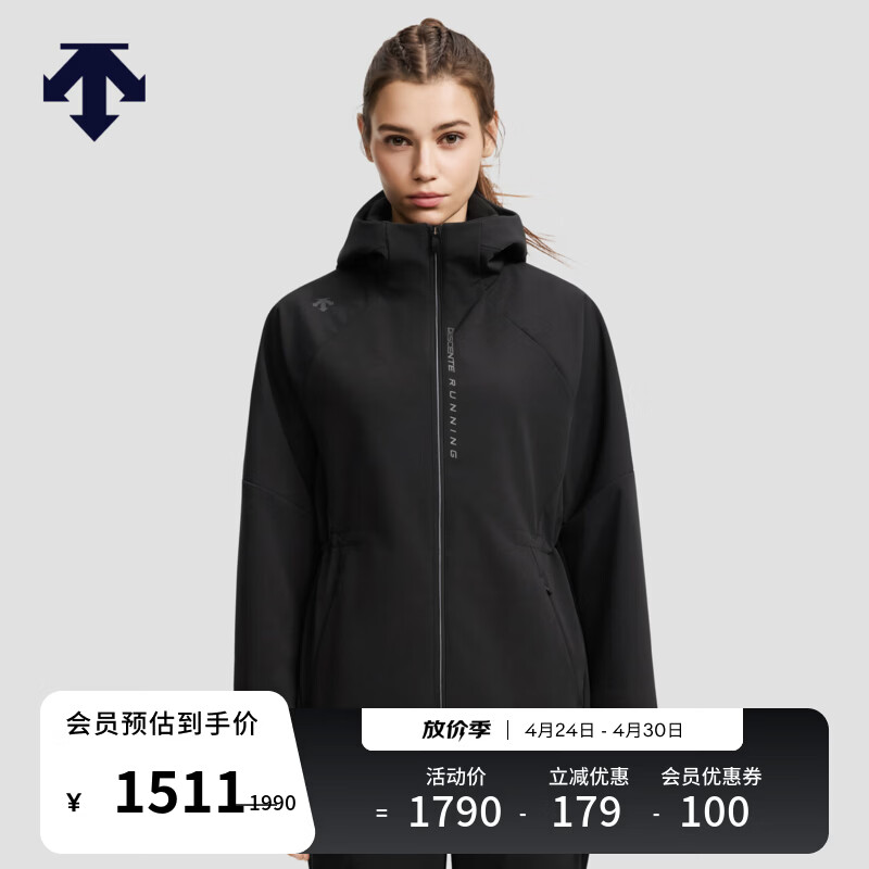 迪桑特（DESCENTE）迪桑特WOMEN’S RUNNING系列女士抽绳收腰梭织外套新品 BK-黑色 L (170/88A)