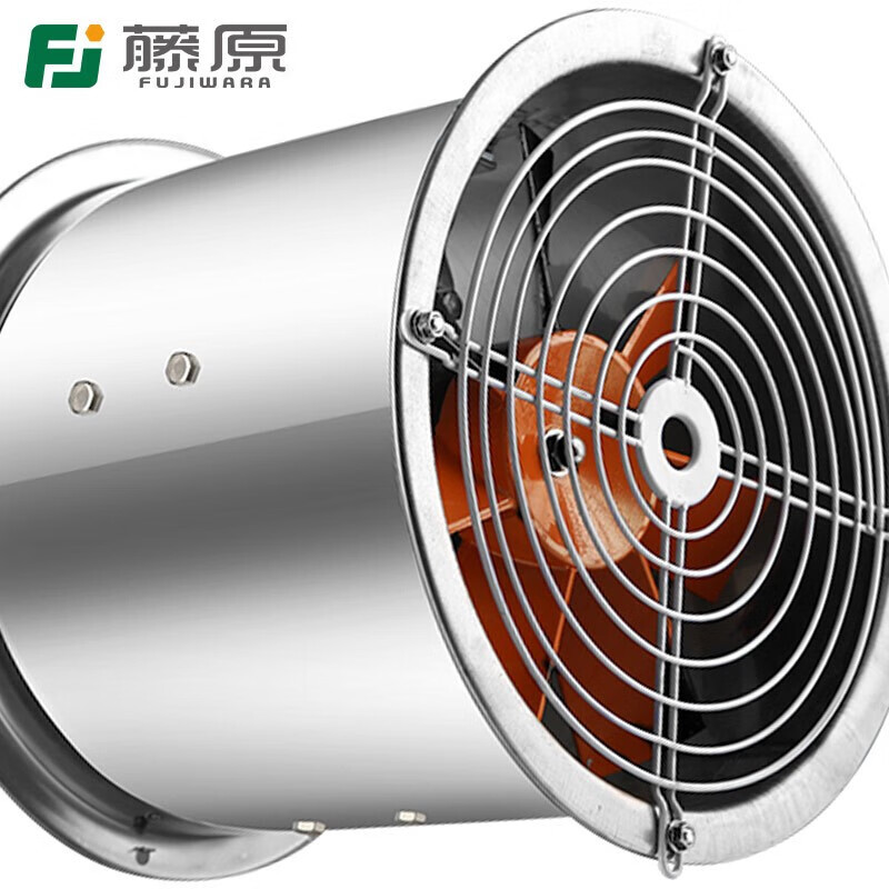 藤原工业排气扇不锈钢厨房排风扇大风量换气扇圆筒风机工业油烟机烟