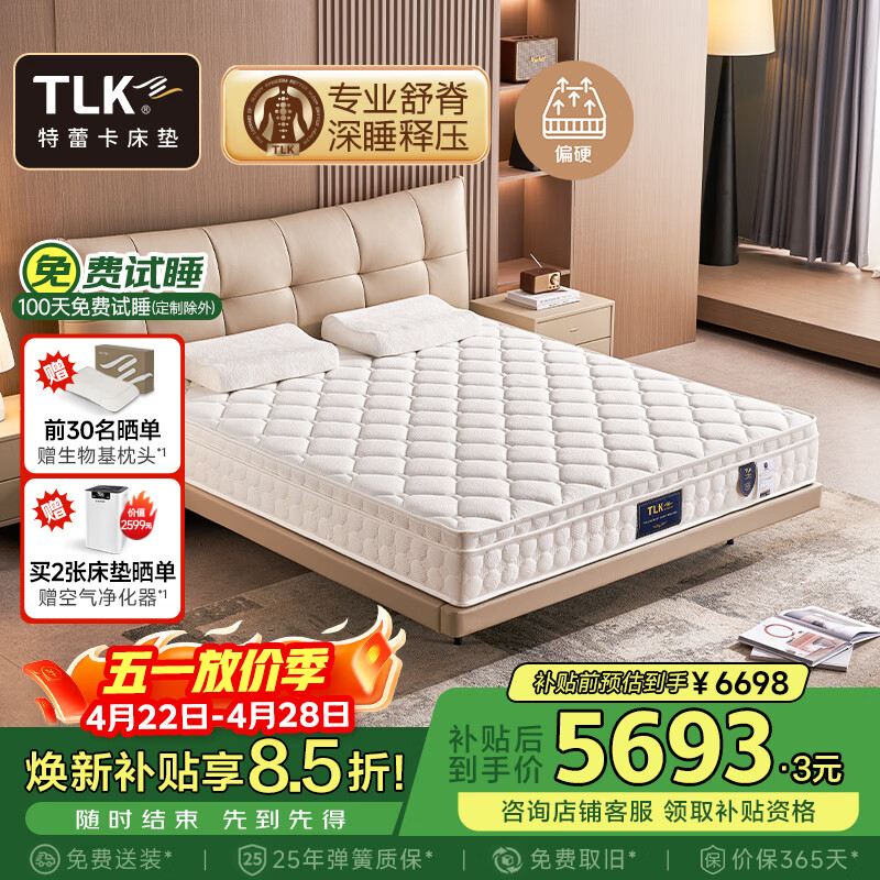 TLK�������ٿ�̩����Ȼ�齺����1.8x2�׶�������ϯ��˼�����漹 �ǳ� [�ǳ�Pro����]�漹 26cm�� ����ƫӲ 1800*2000mm 5693.3Ԫ(������)