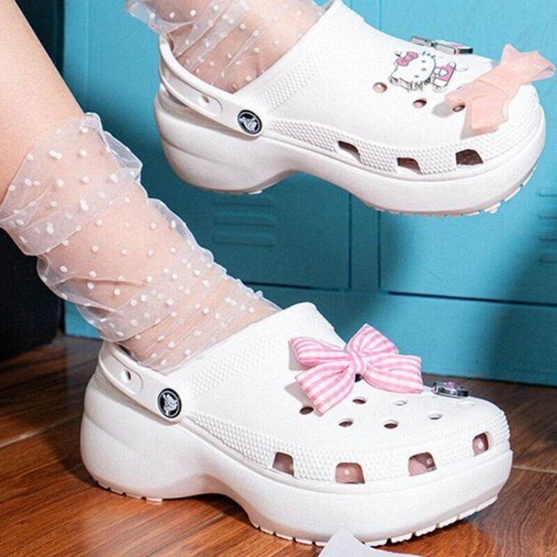 CORCS CROCS卡洛驰经典款云朵洞洞鞋泡芙Clog男女一脚蹬沙滩鞋厚底女鞋凉拖鞋 经典款骨白(含8枚CROCS鞋花) 37-38 =W7