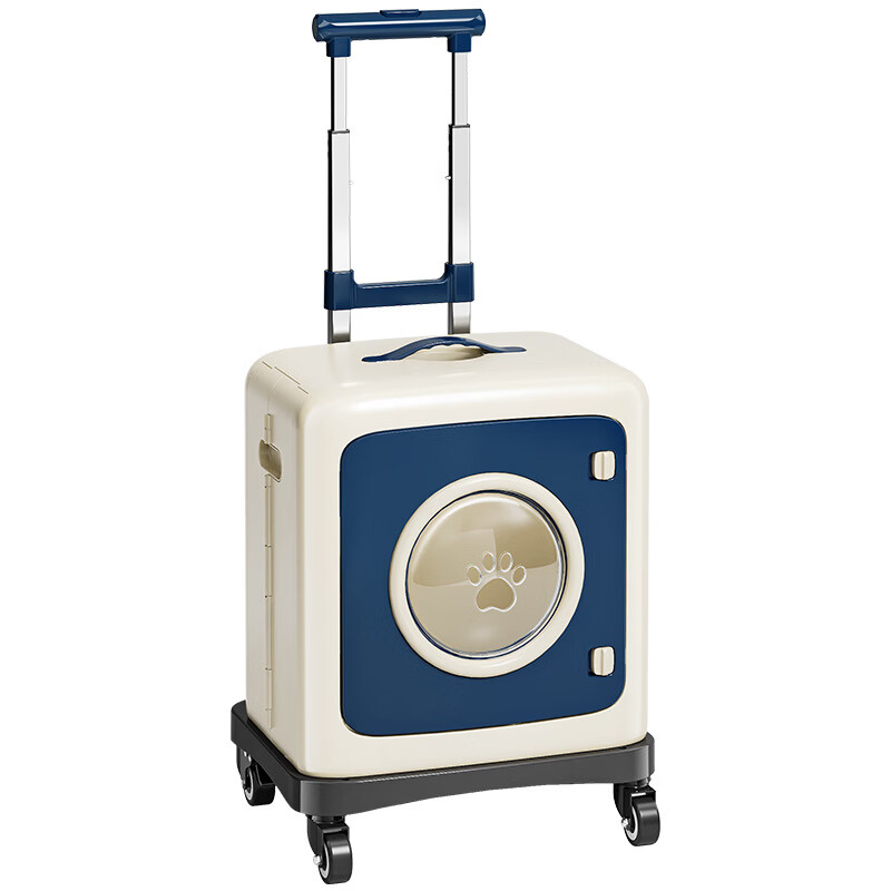 简塑宠物推车折叠便携猫咪狗狗大容量拉杆箱家用外出可拆分多用宠物箱 平板推车款-奶油绿 多功能折叠