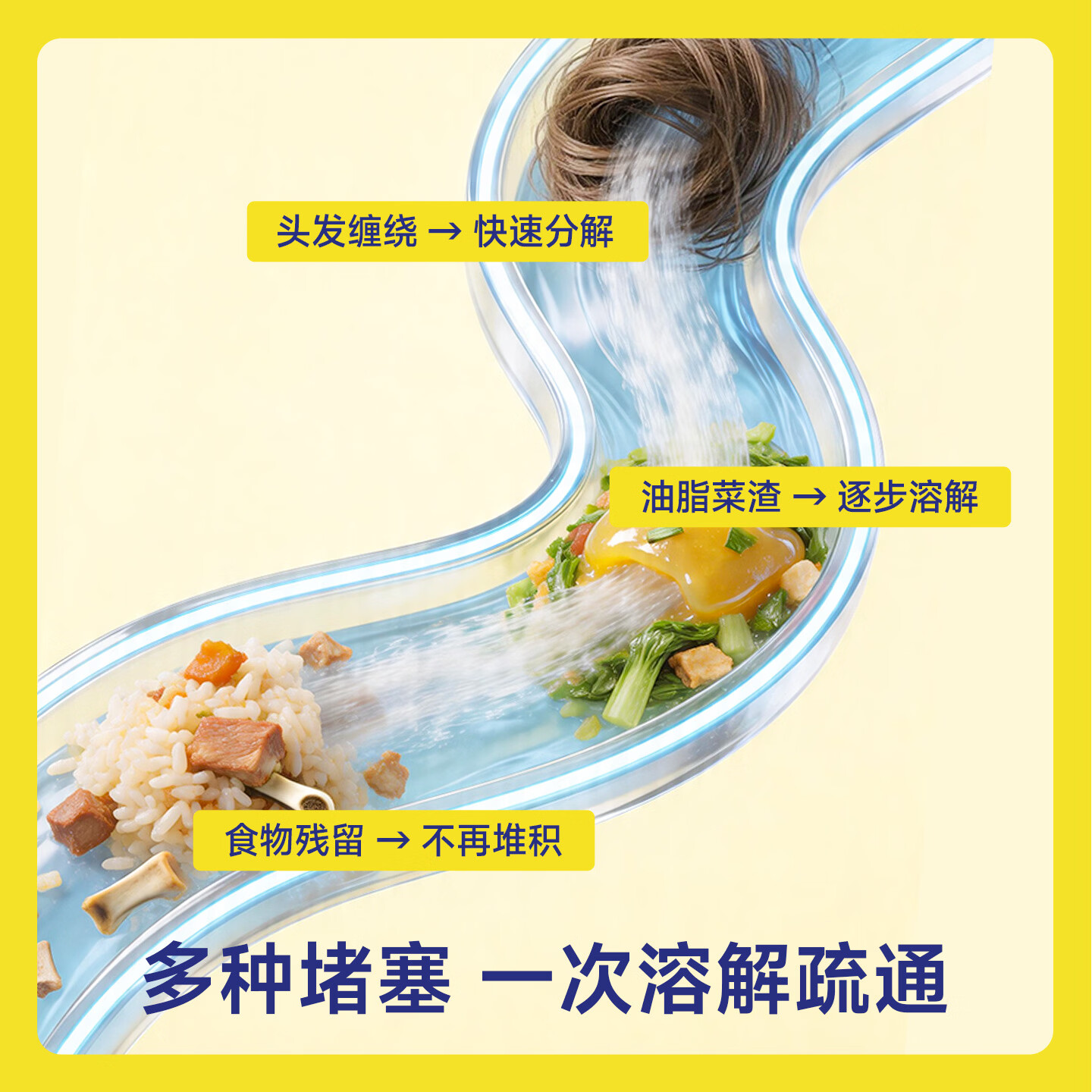 沫檬管道疏通剂强力溶解厨房油污堵塞厕所马桶地漏堵塞溶解剂速通神器 【全网热销】500g*2瓶(送缝隙刷)