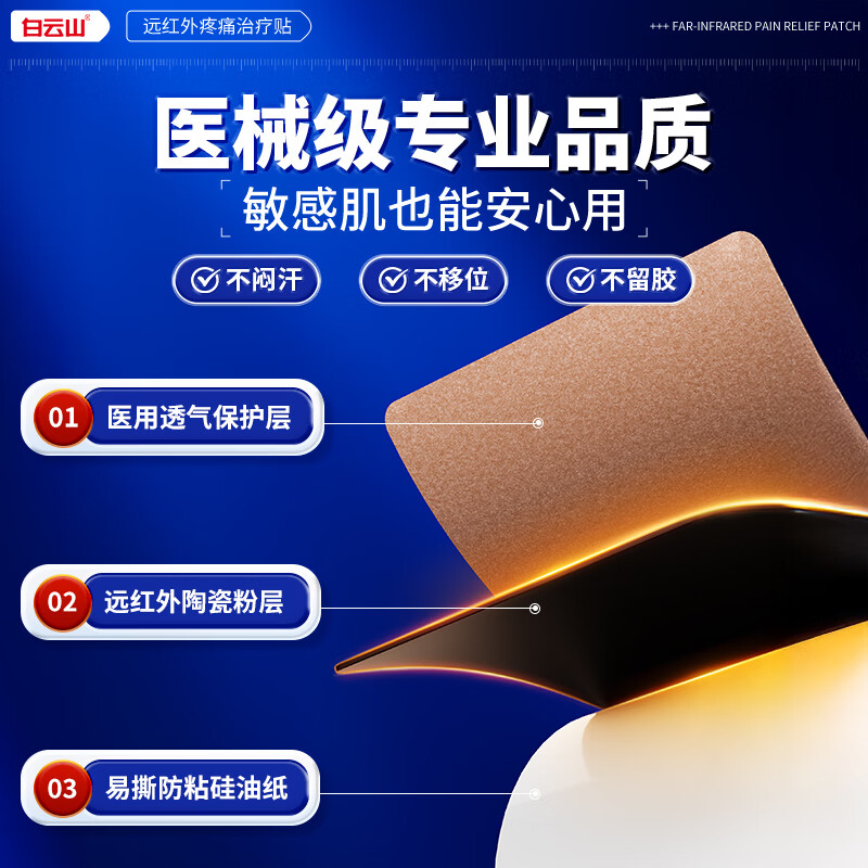 白云山膝盖贴远红外关节治疗贴膝盖积液关节炎滑膜炎专用贴膏膝盖热敷贴 推荐购买2盒以上【体验装】1盒 膝盖贴销冠&多地次日达