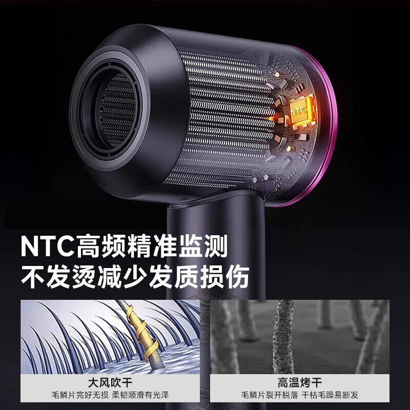 徕芬瑞悦吹风机女士专用不伤发 大功率高效速干护发电吹风机 吹头发家用男士 冷热风 送吹风机挂架 玫红色-磁吸顺滑单风嘴【80亿水润负离子|超护发】 线长1.7米 | 国家3C认证 | 超护发速干