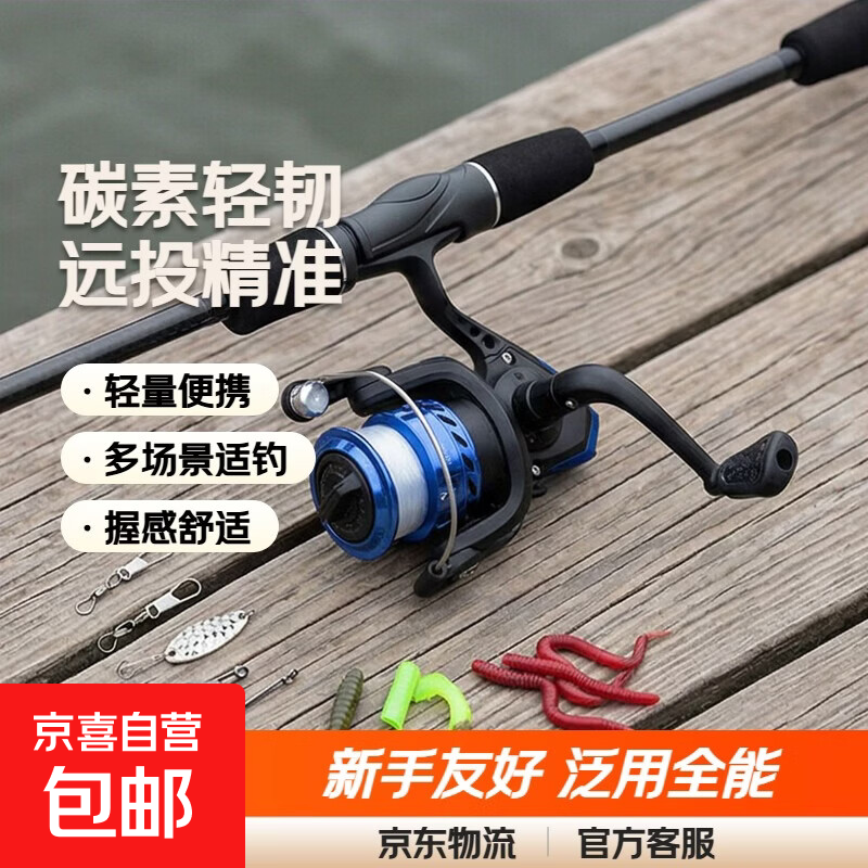 碳素泛用路亚竿新手套装远投海竿抛竿直柄纺车轮枪柄水滴轮钓鱼竿 1.65m 直柄竿+基础纺车轮套装