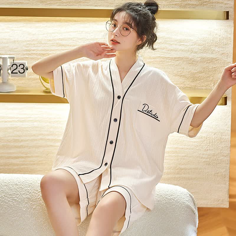 芬腾可安（FENTENGCARE）【N】女士夏季短袖睡衣套装短裤学生少女孕妇可穿舒适棉 2886【偏小卡大拍】 XL