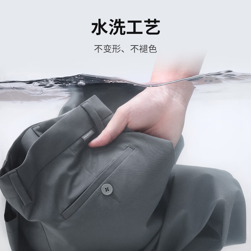 金利来【5A抑菌/物理抗皱】春夏季节休闲男棉感斜纹肌理商务长裤子 浅灰-38 34 175/86A 推荐145-150斤