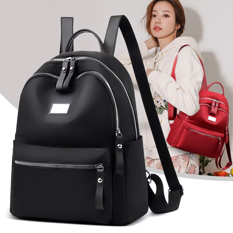 GYKZ日本进口双肩包女2026双肩包时尚韩版轻便通勤旅行背包牛津布双肩 红色