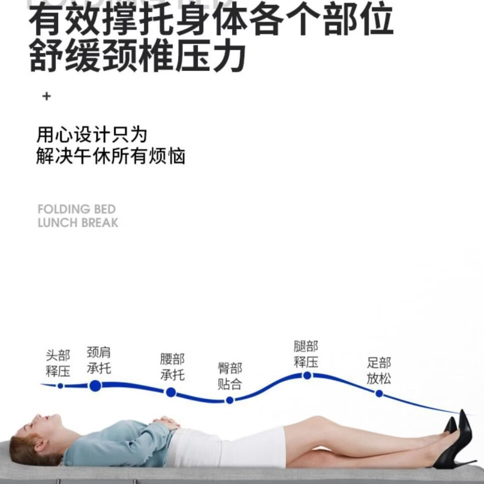 折叠床躺椅午睡椅午休床午睡床多功能陪护家用便携可躺靠背椅 【奢华黑绵柔床垫】升级加粗加厚钢管 加粗扁管68cm*190cm*40cm