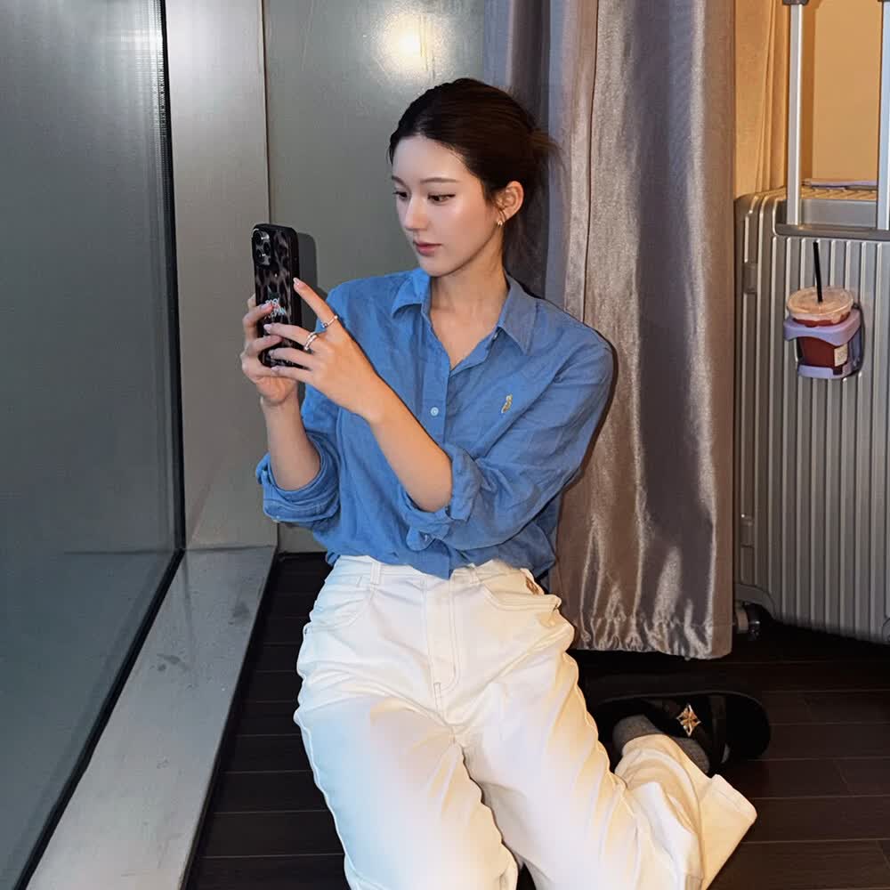 Teenie Weenie【赵露思同款】小熊牛仔裤女26夏季新款松弛感休闲舒适刺绣直筒裤 象牙白 S