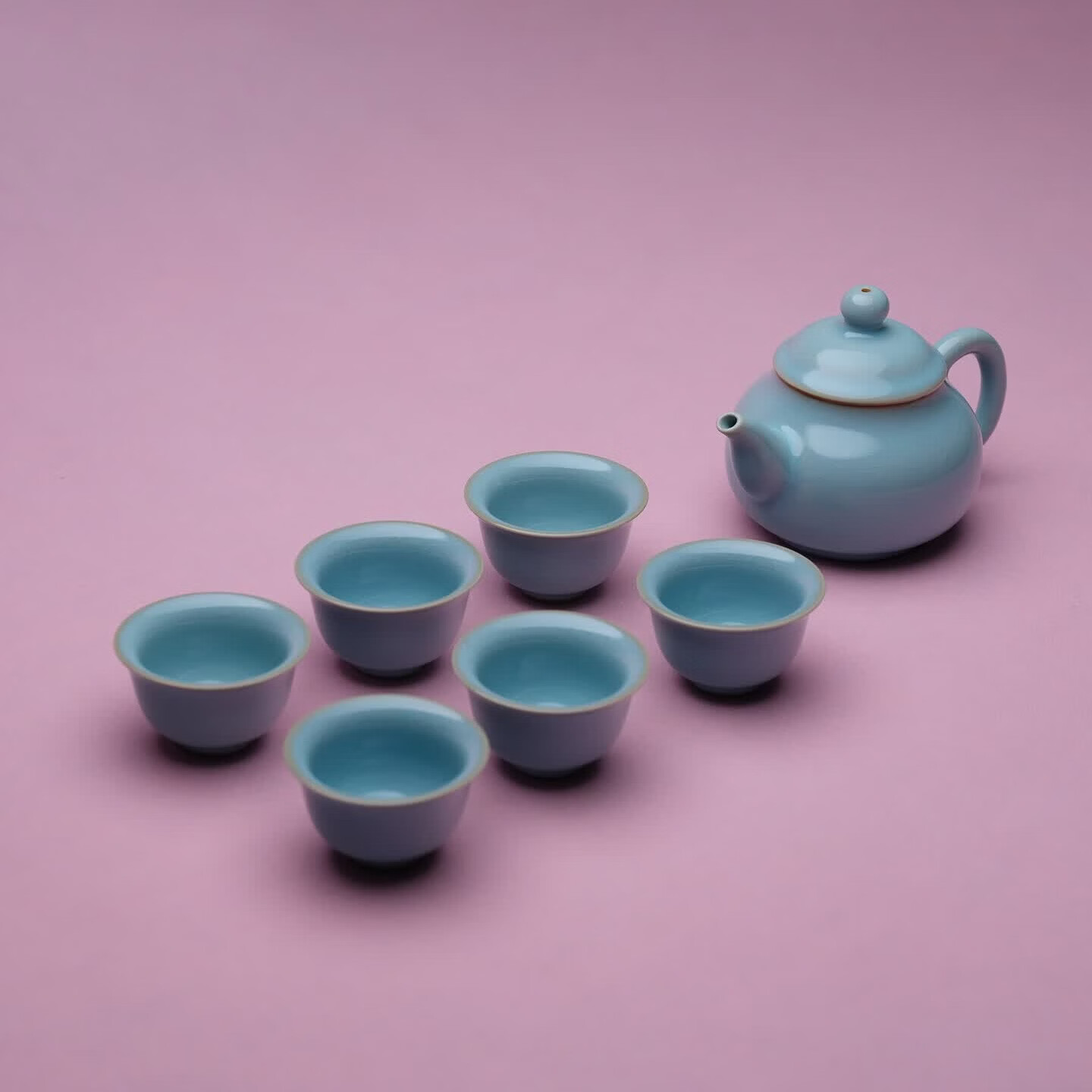 文华汝瓷朱文立朱宇华汝窑陶瓷茶具套装1壶6杯 泡茶套装 功夫茶礼盒