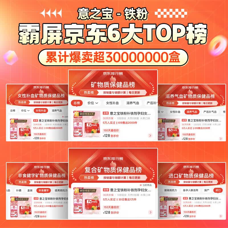 意之宝补铁粉剂Ferrolip铁剂孕妇女性铁元素孕期产后哺乳期成人儿童 【5倍吸收】【女性补铁补气血】 20条*1盒