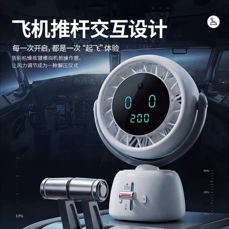 OTN桌面风扇 智能小风扇AI巡航追踪自动摇头多档调节循环降温小风扇学生宿舍办公降温神器节日好礼物 【正品保障+安全认证+专利认证】 【智能追踪摇头+200档无极风+RGB炫彩灯】