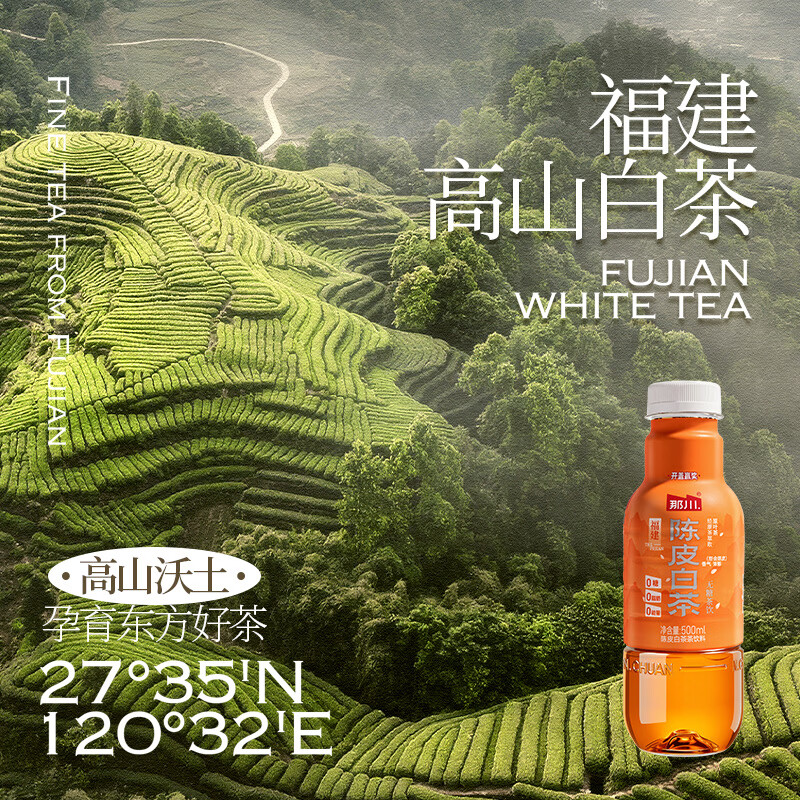 那川茉莉金桂玫瑰白茶乌龙普洱无糖纯茶饮料 0糖0脂解腻解渴多口味5瓶 陈皮白茶500ml*5瓶