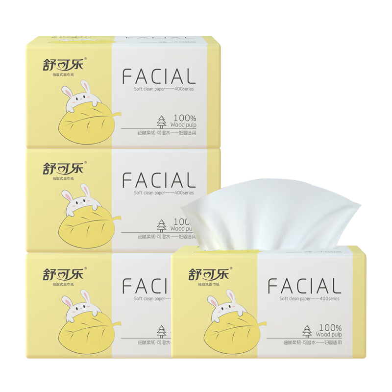 舒可乐 大包抽纸巾360张原生木浆本色餐巾纸抽面巾纸 4层 360张*30包