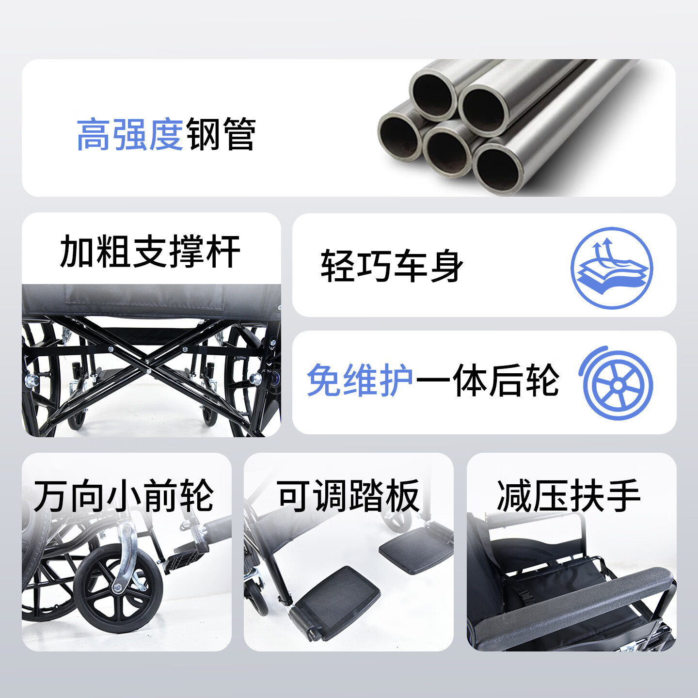 筱明轮椅手动家用轻便可折叠瘫痪残疾老人出行专用骨折代步车医院同款 【全面护理】24寸实心胎坐便+活动腿