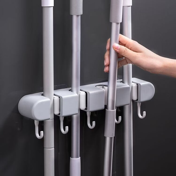 拖把壁挂式厨房固定架挂式神器扫把免打孔拖把夹卫生间置物架DJL 重物放心挂【4夹5勾】不伤墙面-超强称重