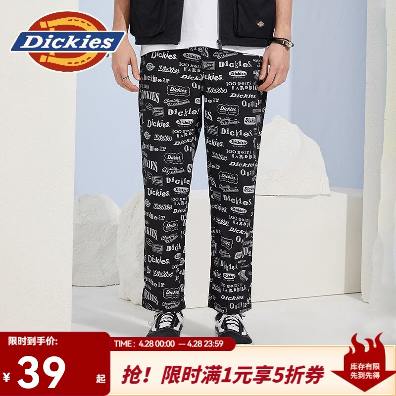 Dickies裤子 男女同款 个性潮款涂鸦休闲裤010206 黑色Dickies满底印花 30
