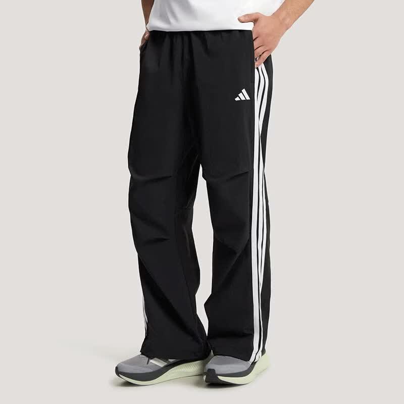 阿迪达斯（adidas）男裤26春夏季新款三条纹拒水梭织直筒舒适透气运动休闲宽松伞长裤 KX0908/裤脚可收紧/ 口袋拉链 L