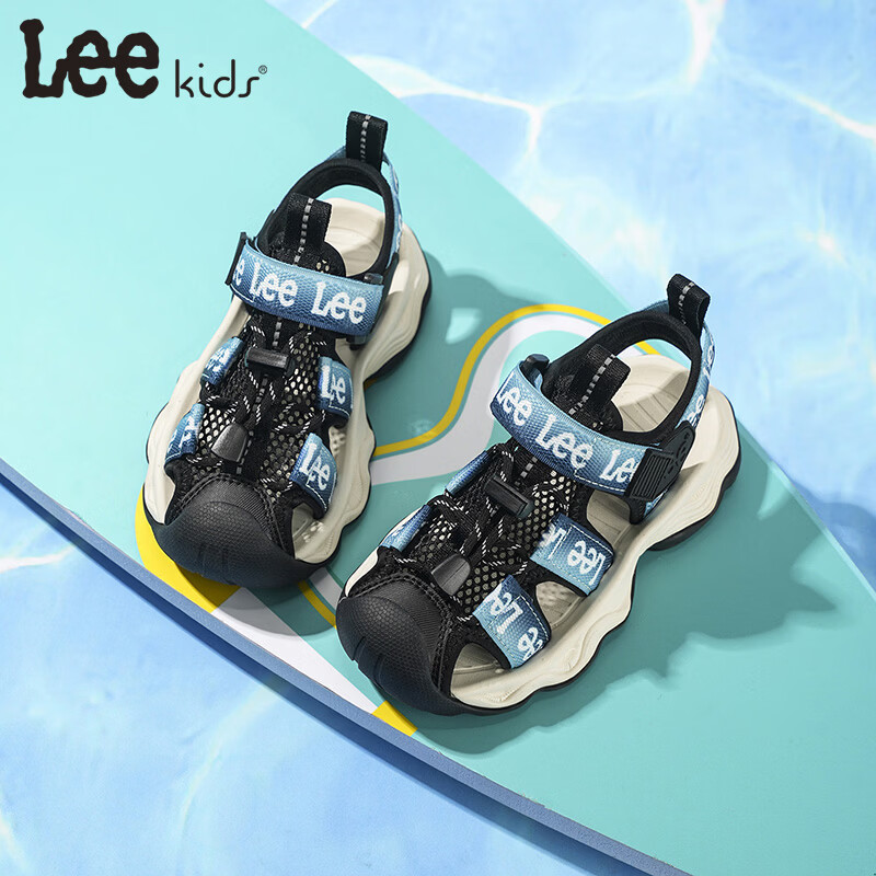 Lee童鞋夏季新款儿童包头涉水凉鞋女童百搭防滑沙滩鞋男大童 黑蓝 36 【建议脚长225mm】