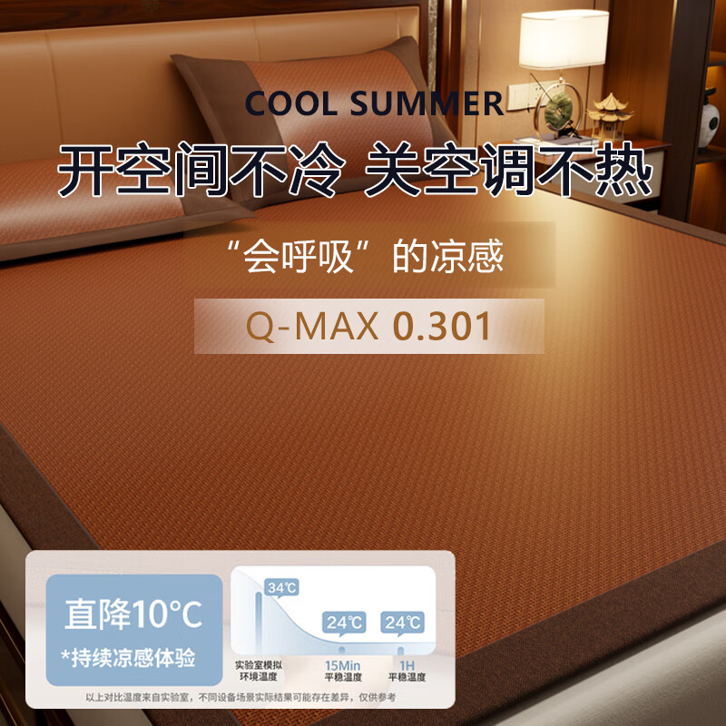浪莎藤席凉席1.8x2米冰丝凉席双面可睡天然藤席夏季家用可折叠床席 【升级加厚款】深山藤红棕【更加持久耐用】 1.5mx2.0米丨床席款丨贈枕套*2只