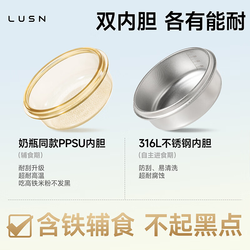 LUSN大眼仔宝宝辅食碗婴儿专用注水保温碗恒温不锈钢儿童餐具 大眼仔【316L不锈钢内胆】注水保温