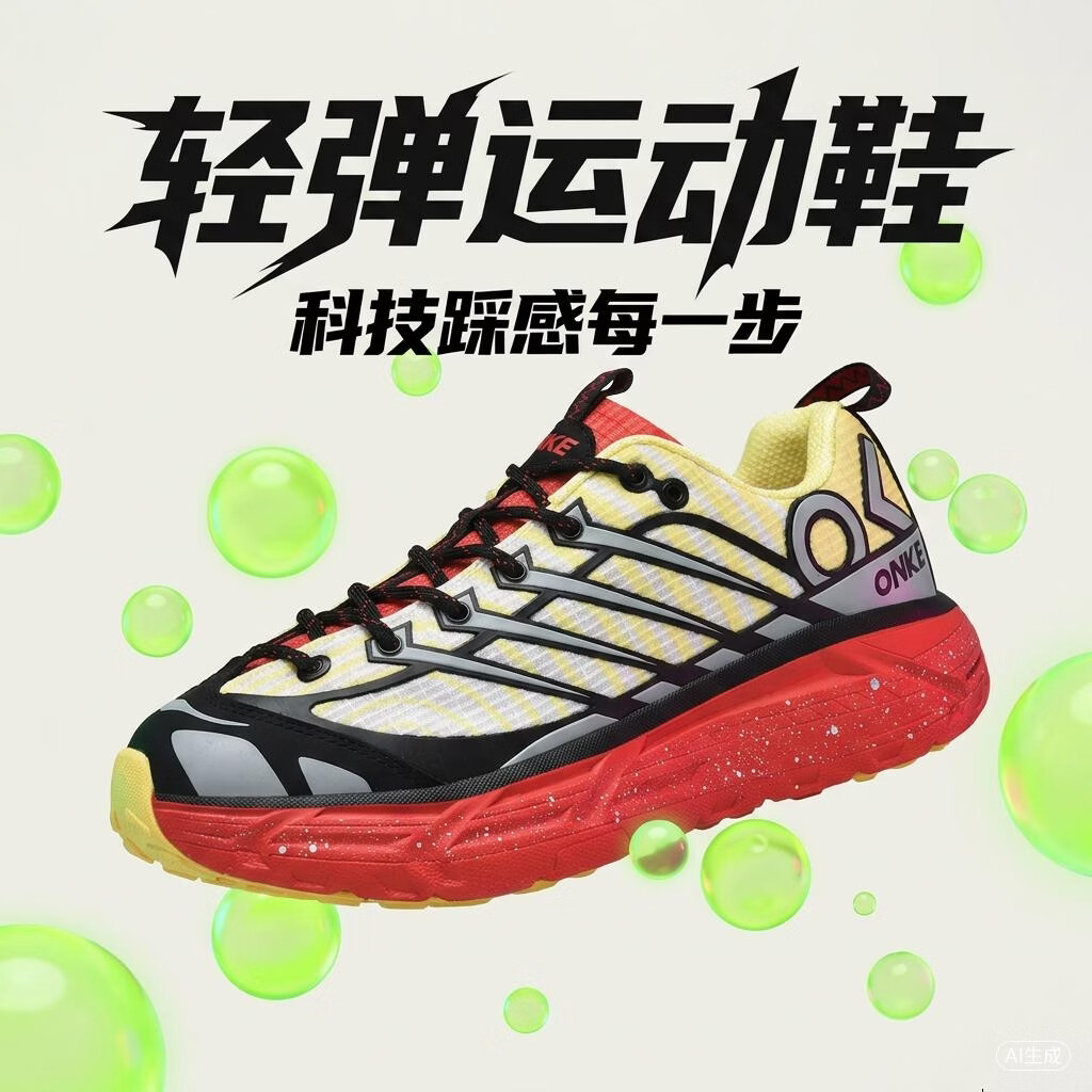 ONKE德国欧克新款运动鞋女百搭软底回弹减震透气轻便户外休闲跑步鞋男 赤焰红 46