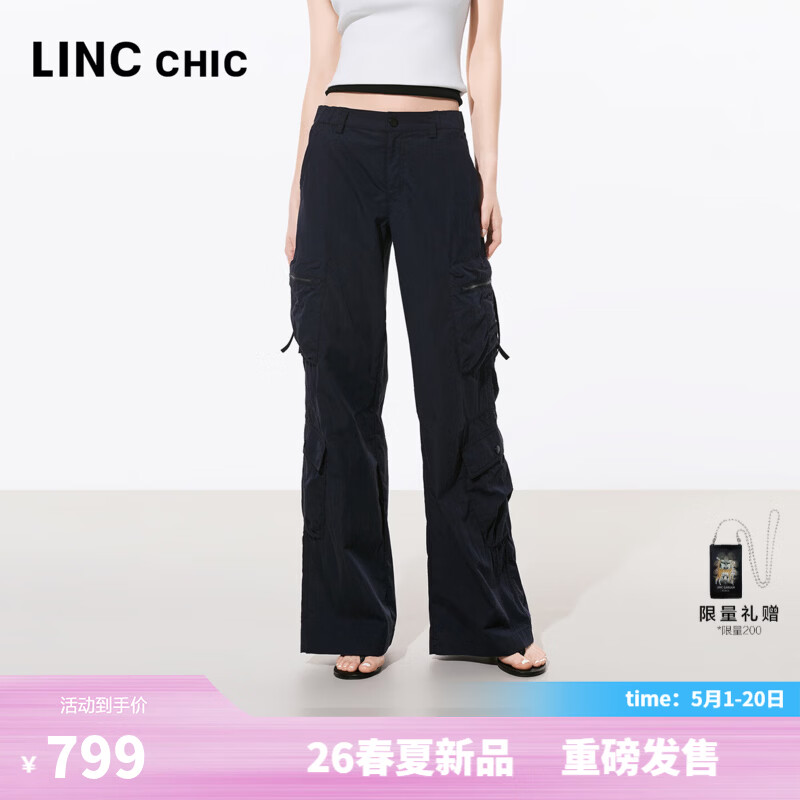 金羽杰2026年夏季新品小众工装裤女装长款宽松直筒休闲裤子S262PA208Y 藏青 L 适合120斤以下