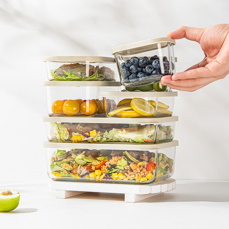 LOVWISH玻璃保鲜盒冰箱专用收纳容器冷冻食品密封盒冷藏蔬菜食物分装盒 乐叠辅食盒【可微波】小号300ml*1
