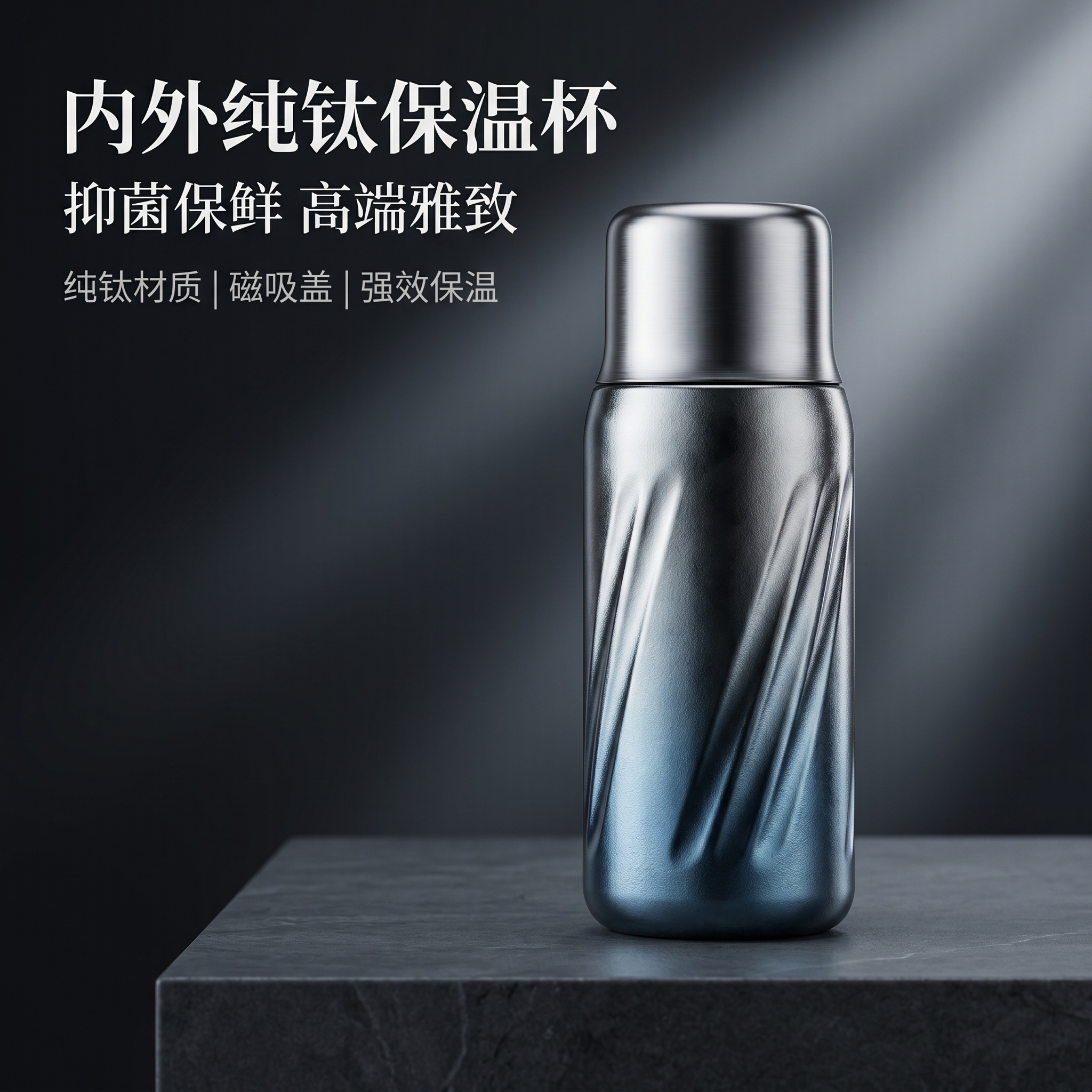 TIPURE纯钛保温杯水杯泡茶杯焖烧杯茶水分离磁吸杯盖便携男女实用礼物 渐变粉 350ml