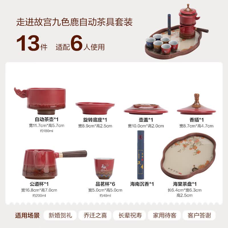 苏氏陶瓷丨走进故宫【瑞柿纳福】宫墙红自动懒人茶具礼盒套装