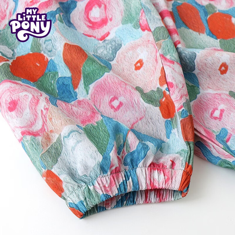 小马宝莉(MY LITTLE PONY)女童夏季韩版网红炸街套装中大儿童新款上衣防蚊裤两件套 清新蓝套装XMBL15 150 建议140-150cm