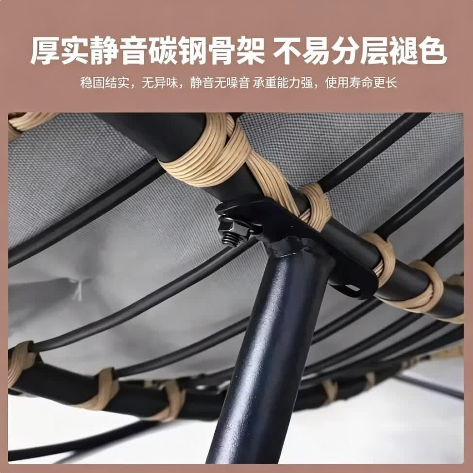 初心夢出口品质 藤编摇摇椅 网红休闲摇椅 客厅阳台家用单人沙发椅 秒发 鸟窝摇椅+灰色坐垫[全碳钢手工编藤款] 承重500公斤