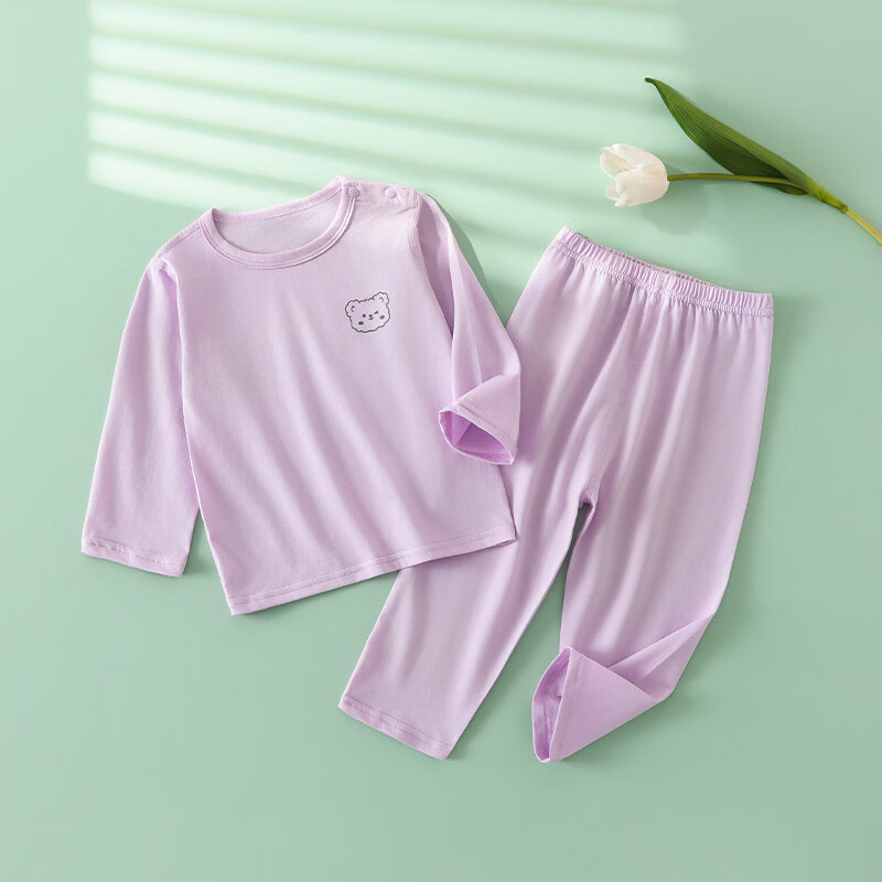 wua·wua儿童睡衣男女宝宝夏季空调服婴儿纯棉长袖长裤家居服套装 黄+粉-更划算 110