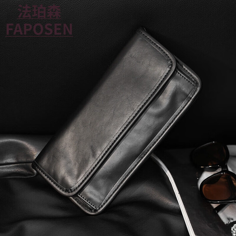 法珀森（FAPOSEN）男士钱包长款复古大容量卡位Z皮质感可放手机潮流商务手抓包 黑色 