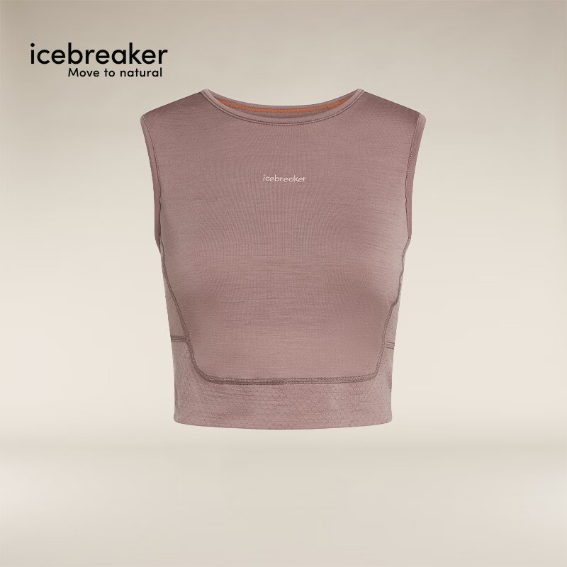 icebreaker可机洗美丽奴羊毛女125 ZoneKnit背心短款瑜伽跑步户外运动T恤 0GV-釉陶 XS
