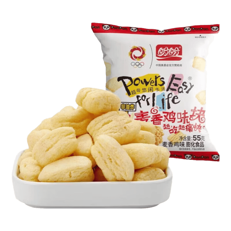盼盼麦香鸡味块休闲膨化零食品办公室下午解馋点心非油炸0反式脂肪酸 【麦香鸡味】 55g*6包