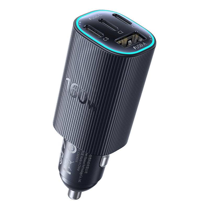 倍思车载充电器160W四口超级快充点烟器充电头PD100W转换器可充笔记本平板适用苹果16/17华为小米1A+3C