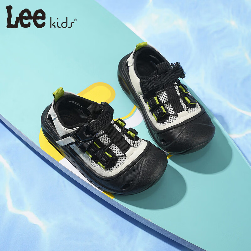 Lee童鞋夏季新款儿童沙滩凉鞋女童包头防滑涉水鞋男童 黑米 36 【建议脚长222mm】