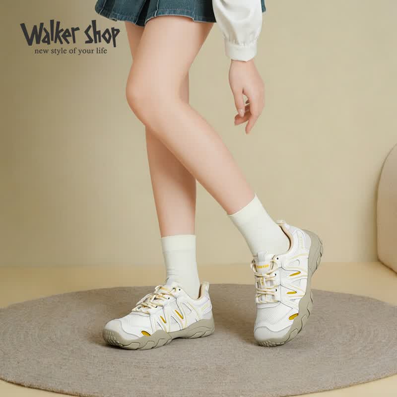 Walker Shop奥卡索休闲鞋女透气网面运动鞋女丑萌鞋户外徒步登山鞋女健步鞋子 V161063黄色 40