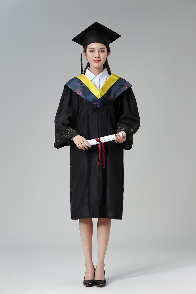 玺柠学士服学位服 男女毕业照礼服文科理工科垂布学士服帽子 学位服
