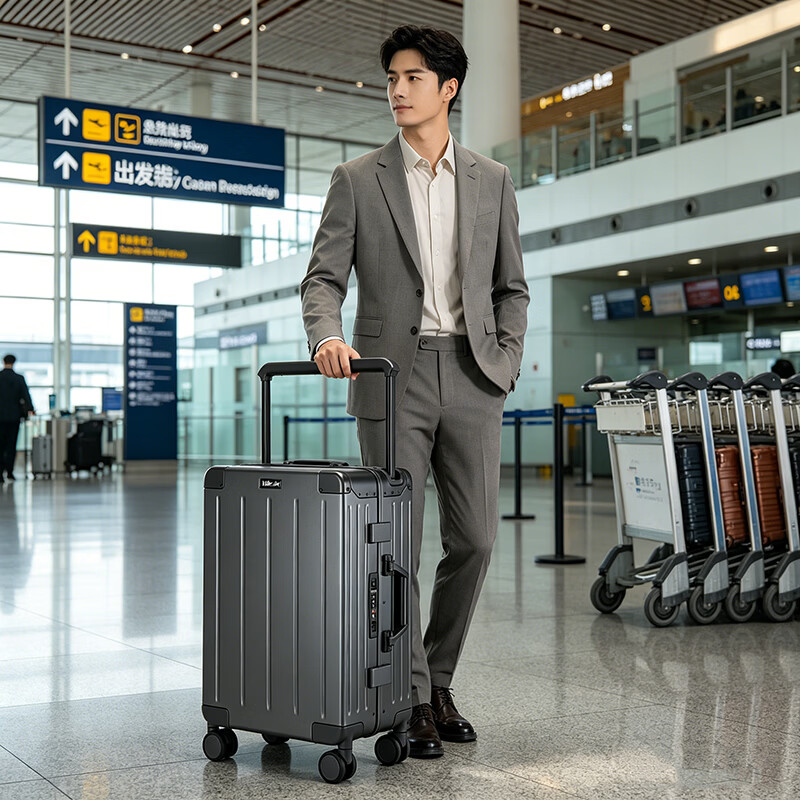 Walker Shop行李箱2026新款【全铝镁合金】20英寸登机箱多功能宽拉杆旅行箱 灰色 24英寸 【品牌独家/需托运/京东物流】