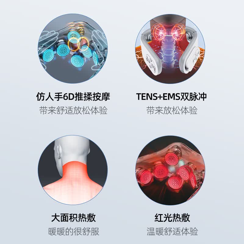 New For颈椎按摩仪肩颈部脉冲热敷已接入米家APP智能护颈椎揉捏按摩神器礼物送父母朋友生日父亲节礼物 APP款白色6D【物理仿真揉捏+TENS脉冲针灸】