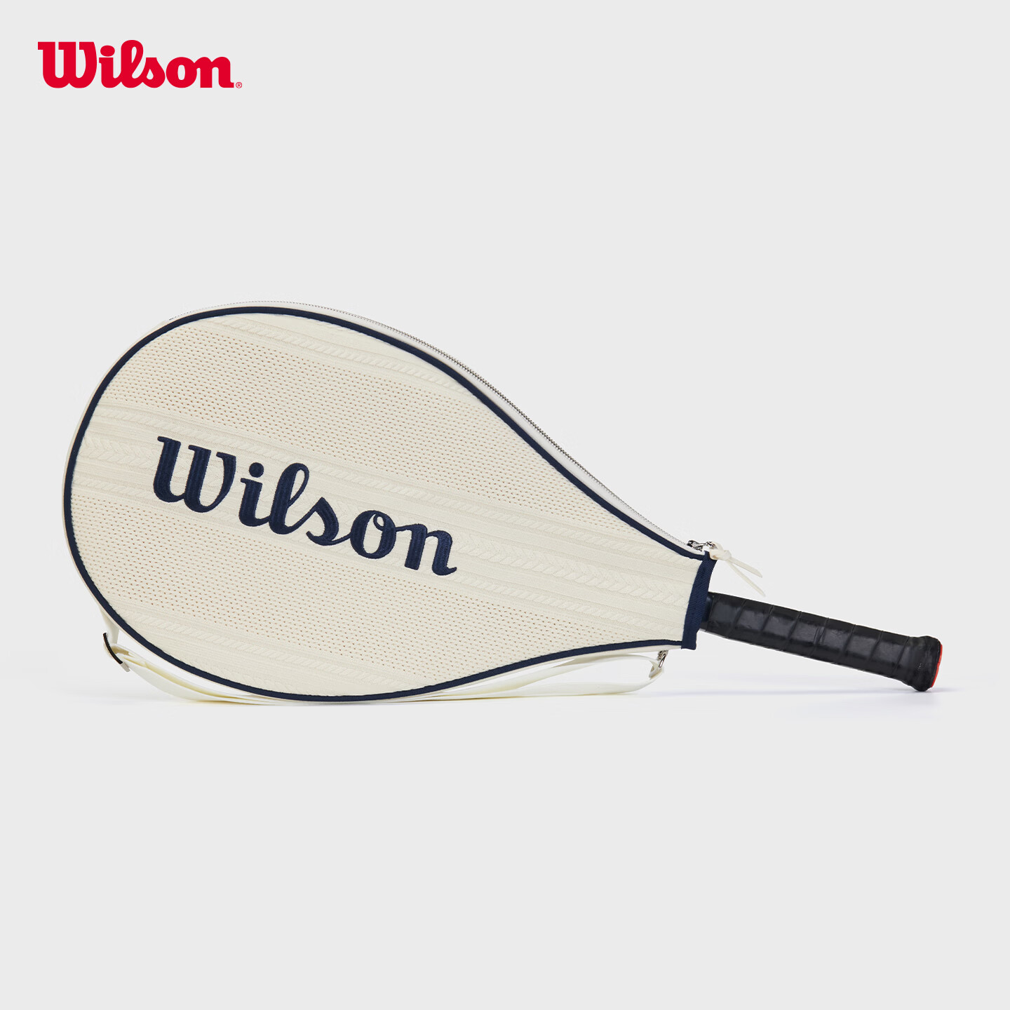 威尔胜（Wilson）WSP系列 26夏季新款中性一体织刺绣LOGO金属拉链网球运动挎包 豆腐灰-WA00018W002001 OS