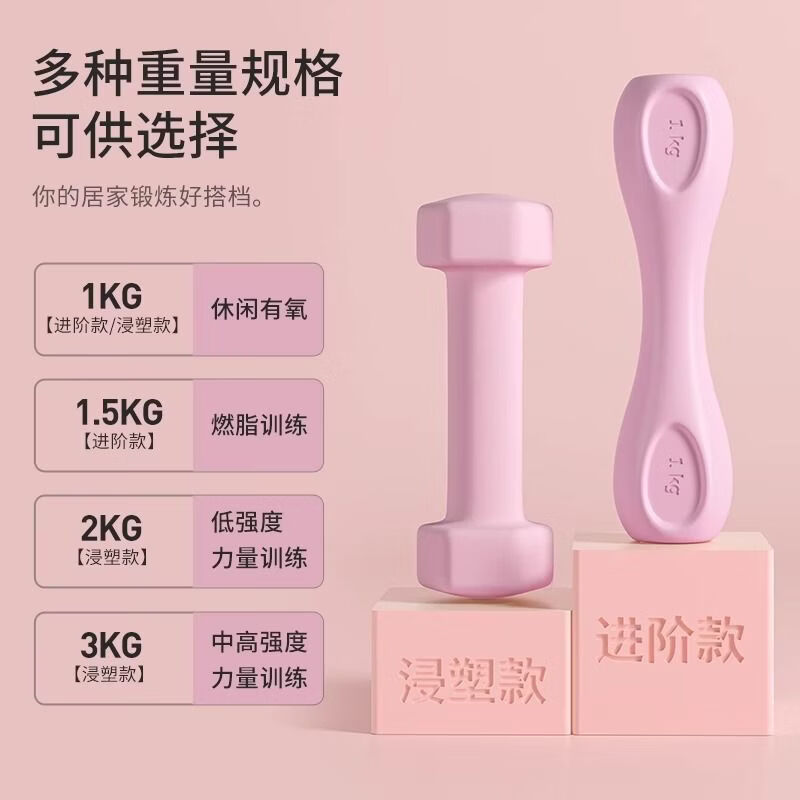 女士家用哑铃2kg一对健身运动瘦身器材家用女生瘦臂瑜伽减肥学生 石墨灰【铁实芯MINI款】 【娜娜私教/单只1KG】总重2斤
