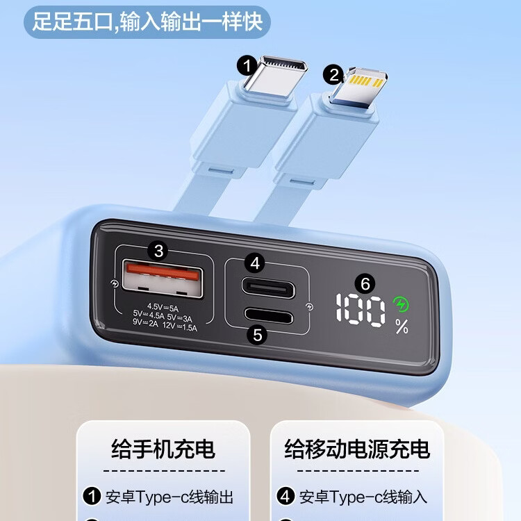 华为手机通用2026新款国标3C认证120W快充20000毫安充电宝迷你小巧便携原装自带线大容量可上飞机高铁 星云紫-【2万毫安】120W超级快充 新国标3C认证可上飞机/高铁/火车