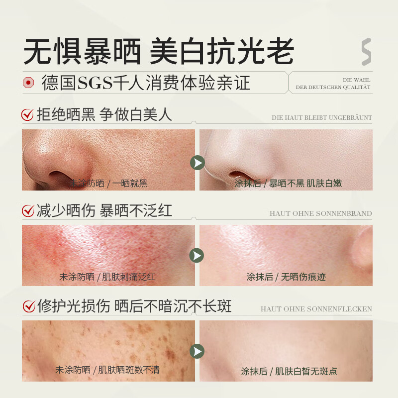 SKISGEM德国进口防晒霜高倍防晒美白隔离遮瑕三合一防紫外线SPF50+男女士 【SPF50+防晒 无惧阳光】防晒霜50g